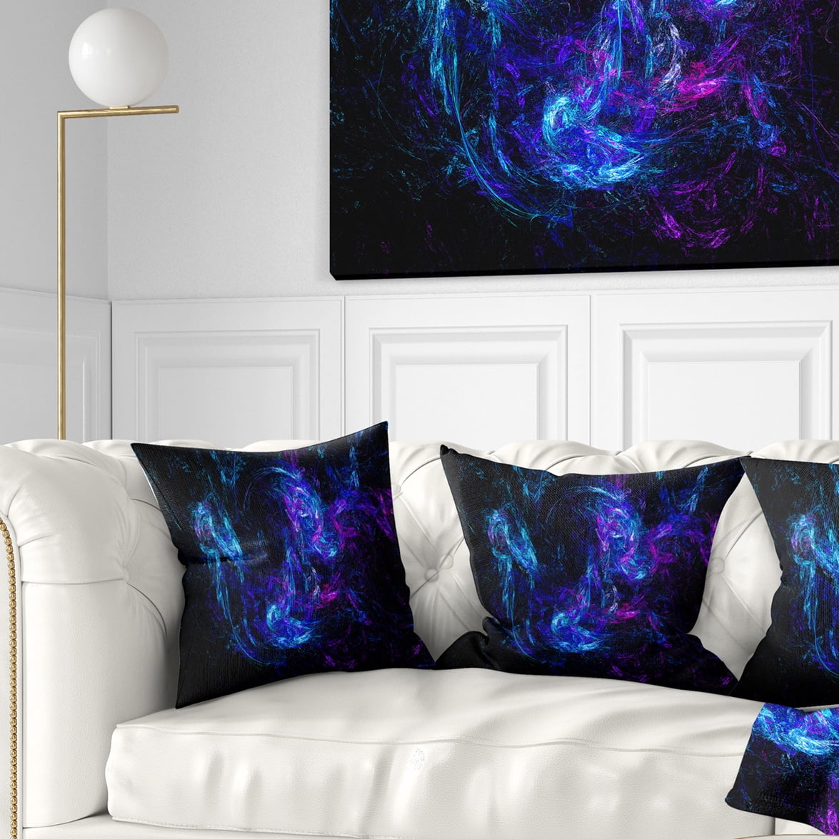 Designart Blue Chaotic Strokes - Abstract Throw Pillow - 18x18
