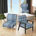 thumbnail image 1 of Designart "Blue Checked Tartan" Upholstered Patterned Accent Chair and Arm Chair, 1 of 5