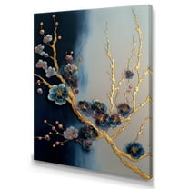 Designart Blue Cherry Blossom Branch II Canvas Wall Art