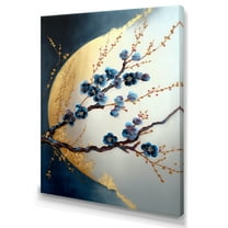 Designart Blue Cherry Blossom Branch IV Canvas Wall Art