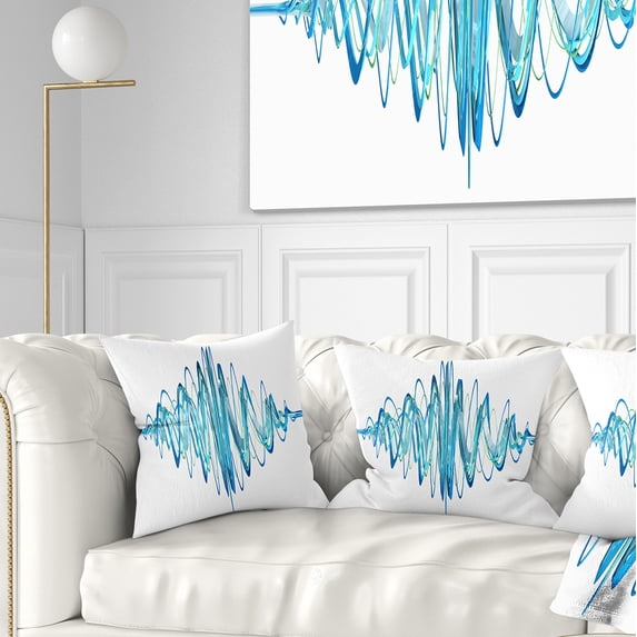Designart Blue Circled Waves - Abstract Throw Pillow - 18x18