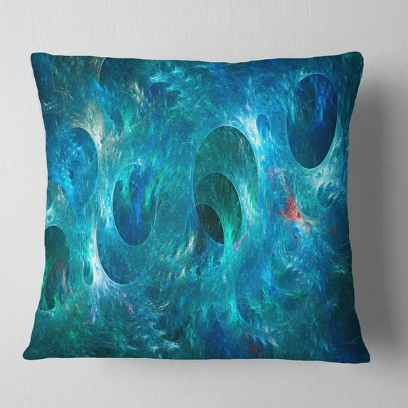 Designart Blue Circles Fractal Texture - Abstract Throw Pillow - 18x18