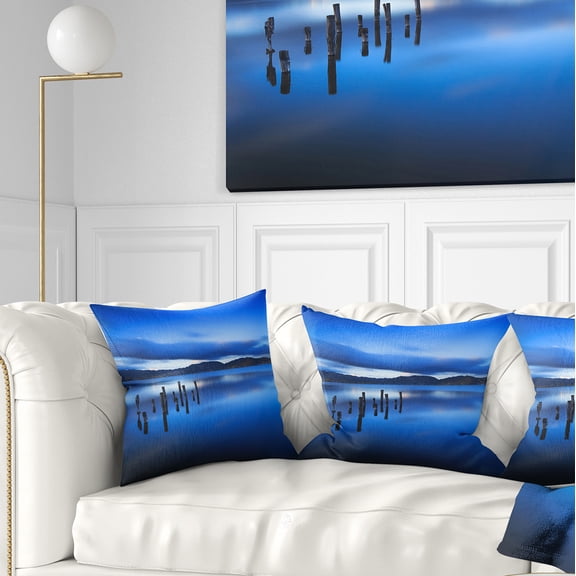 Designart Blue Clouds at Evening - Seascape Throw Pillow - 16x16