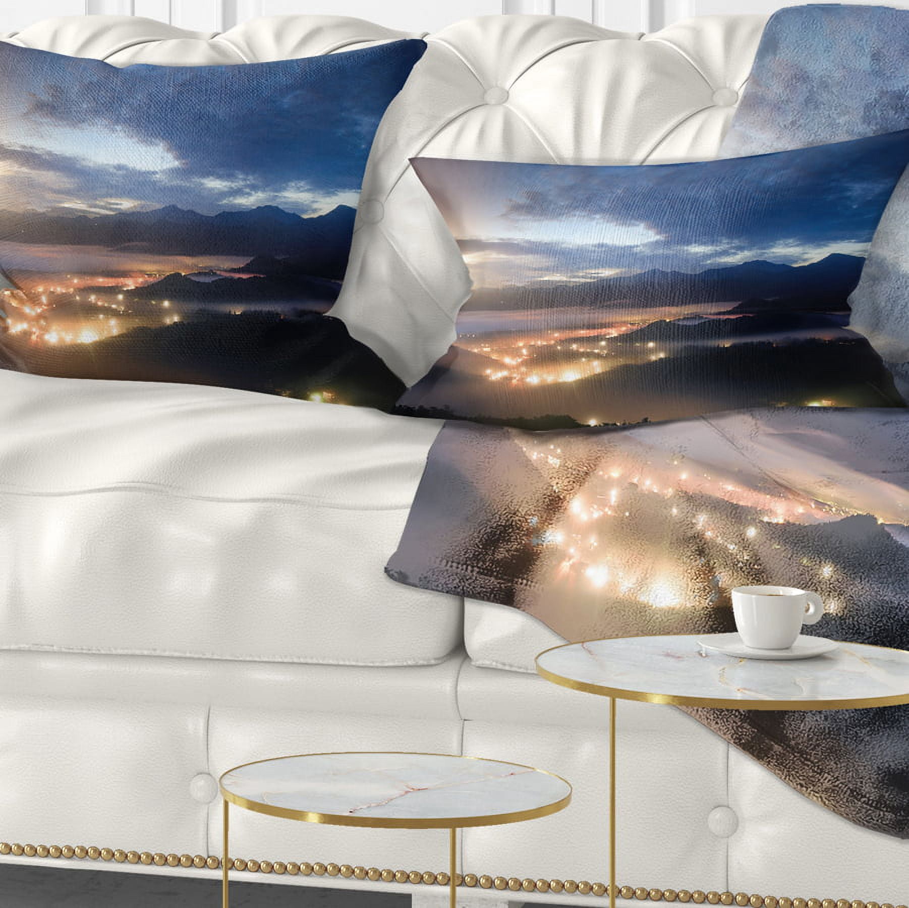 Designart Blue Cloudy Summer Sunrise - Landscape Photo Throw Pillow - 12x20