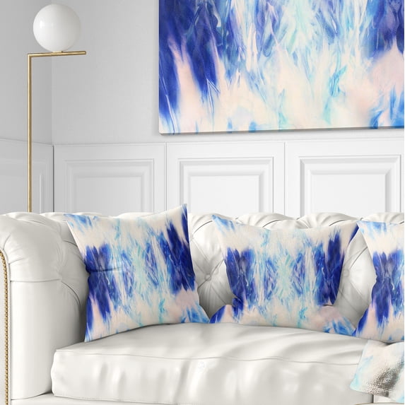 Designart Blue Collage with Spots - Abstract Throw Pillow - 16x16