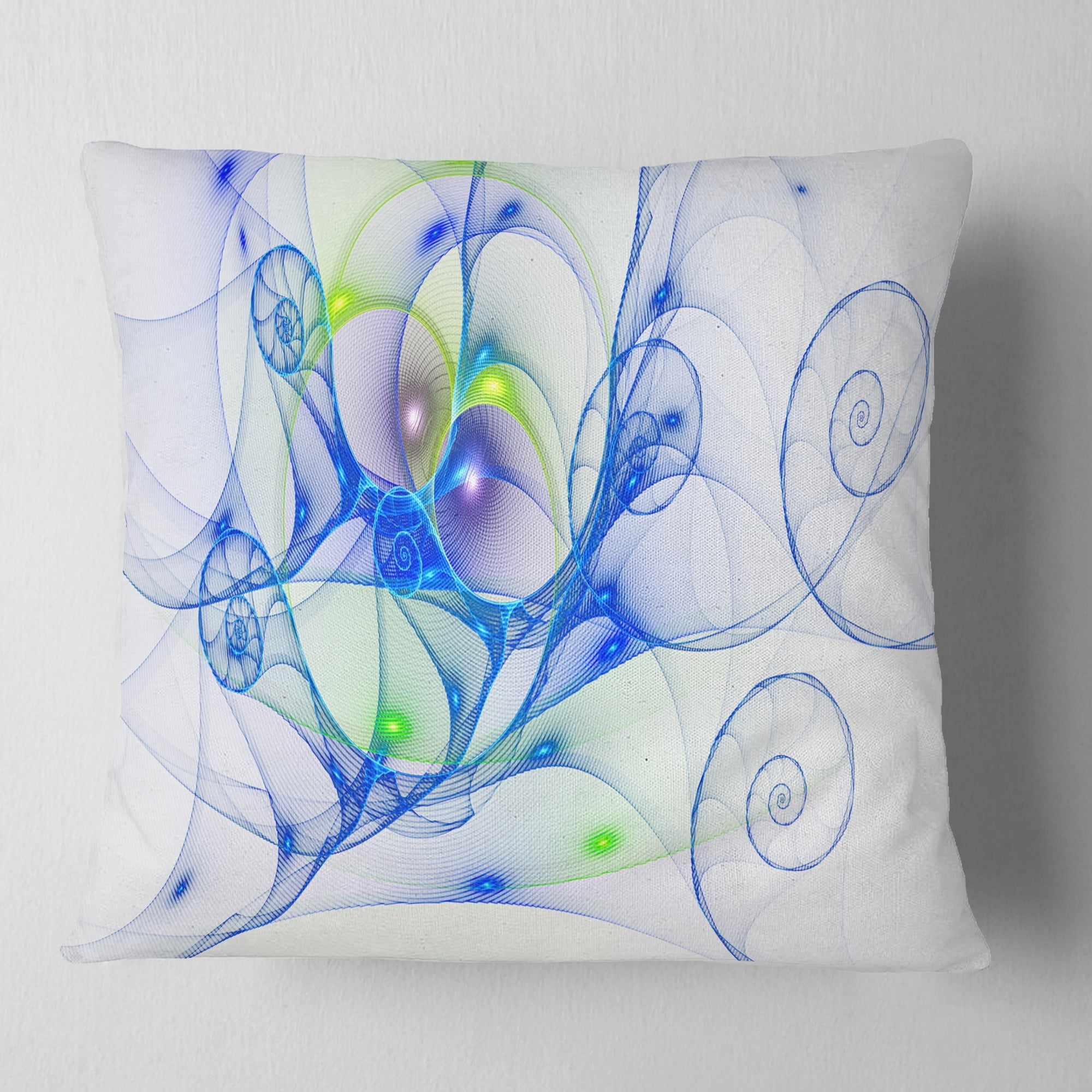 Designart Blue Colored Curly Spiral - Abstract Throw Pillow - 16x16