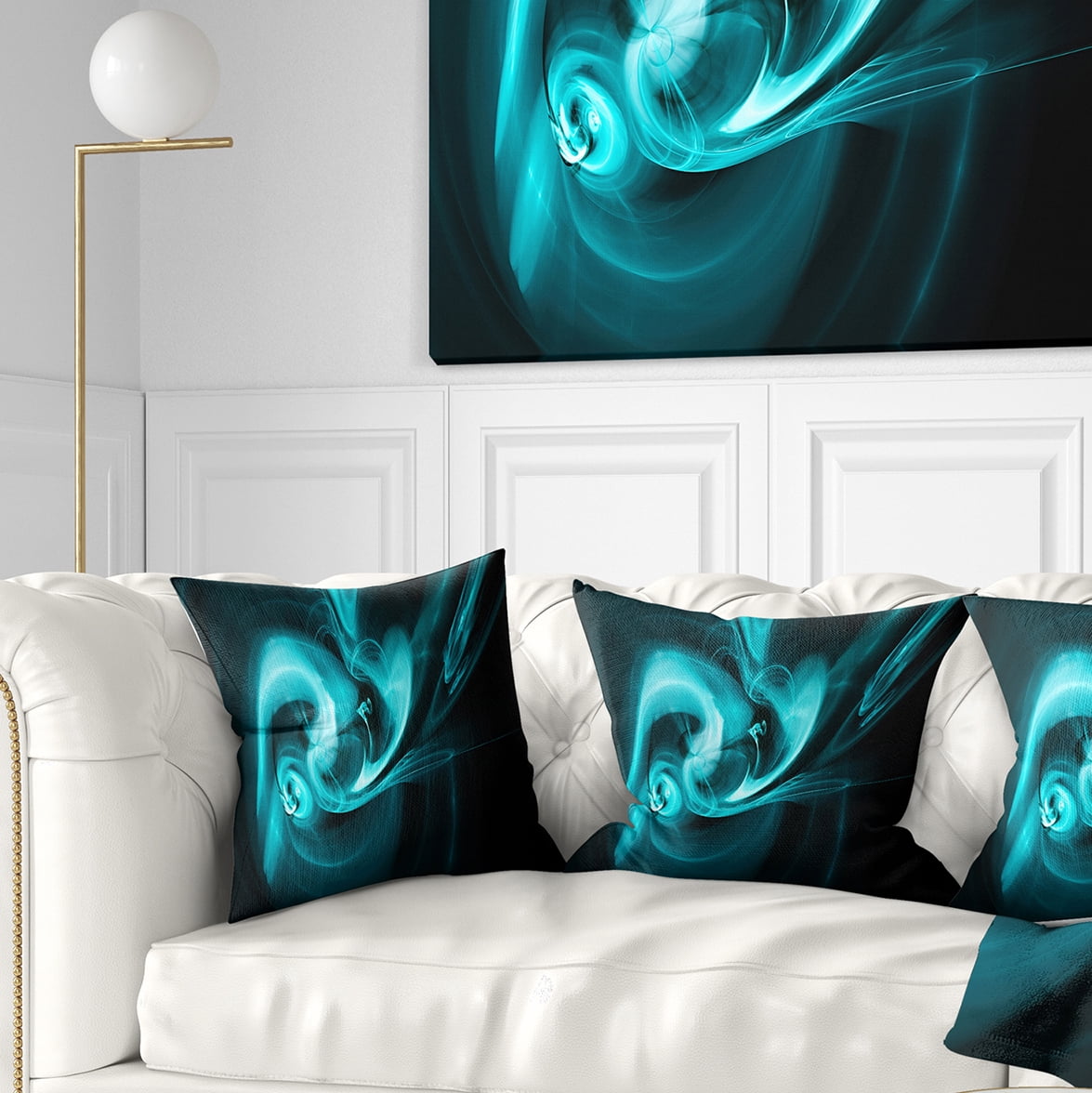 Designart Blue Colored Smoke Pattern - Abstract Throw Pillow - 18x18