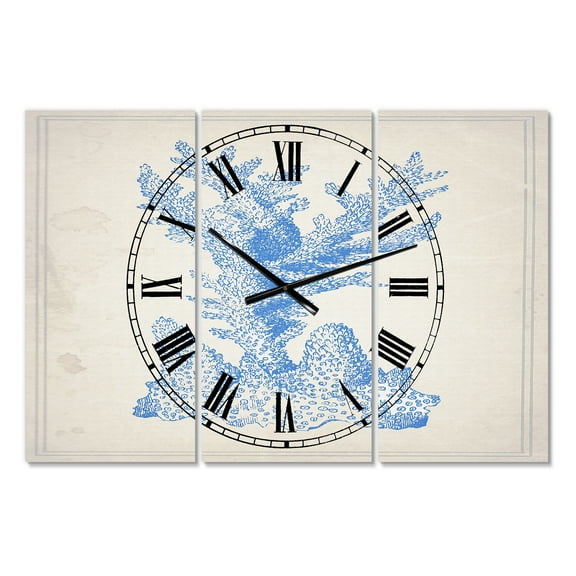Designart 'Blue Coral 1' Large Nautical & Coastal Wall Clock