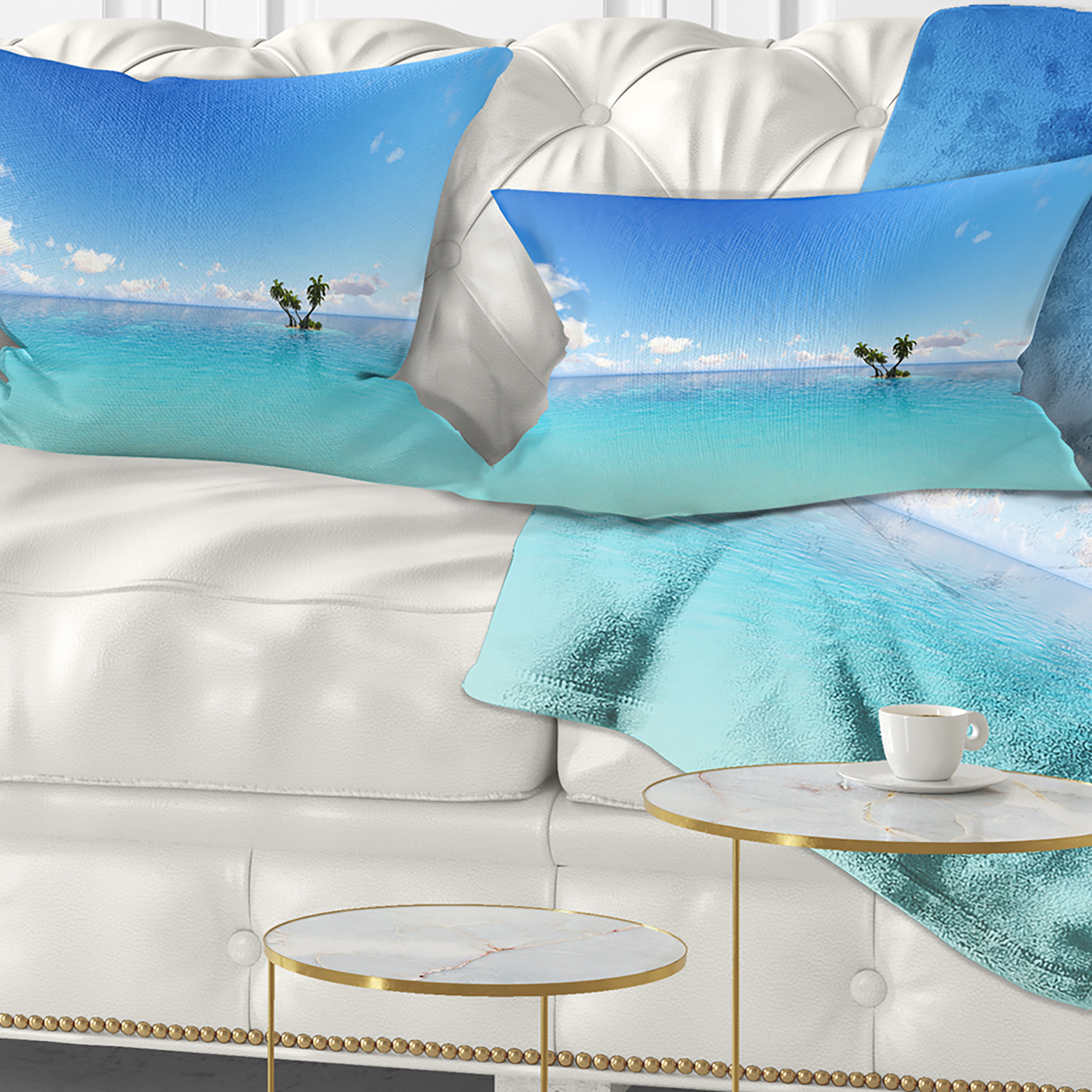 Designart Blue Corals Island Sea - Seascape Throw Pillow - 12x20
