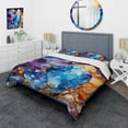 thumbnail image 1 of Designart "Blue Core in Gold Crystal Stone II" Stone Geode Bedding Covert Set - Landscapes Purple Traditional Bed Set With 2 Shams, 1 of 5