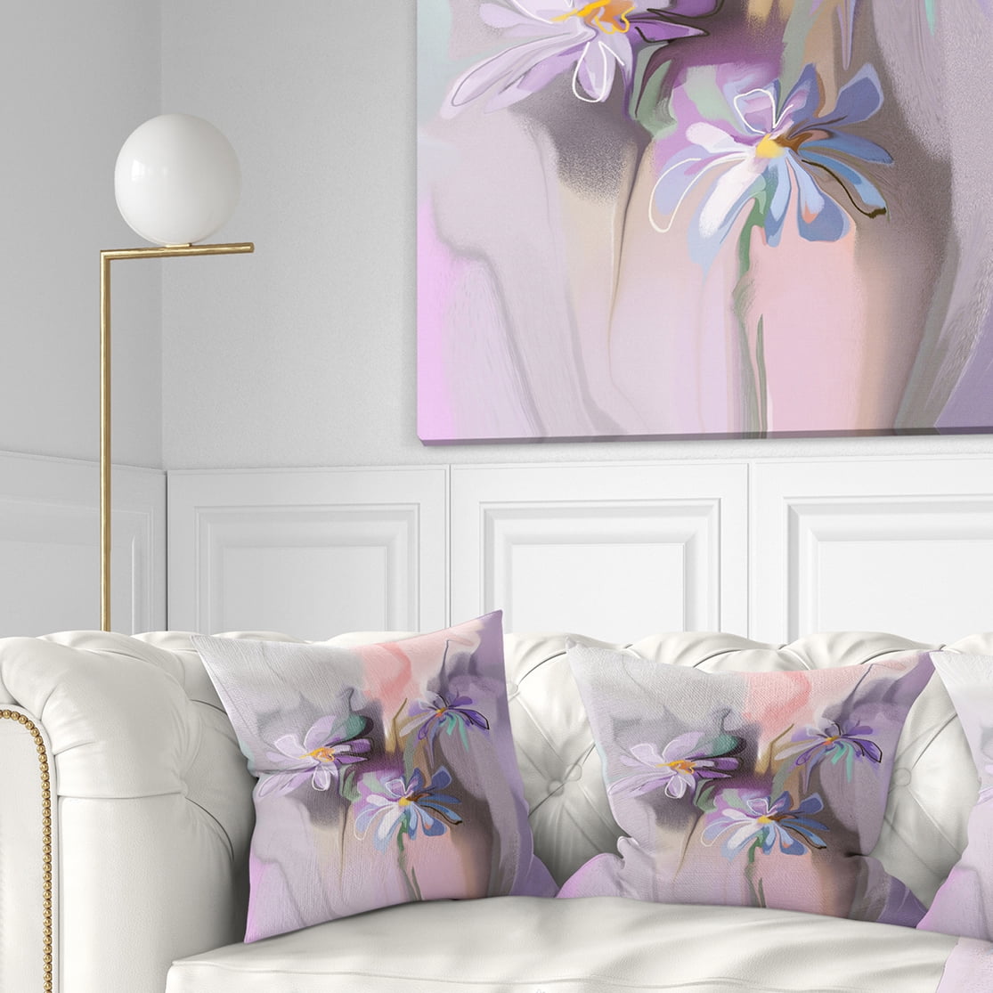 Designart Blue Daisies Watercolor - Animal Throw Pillow - 16x16
