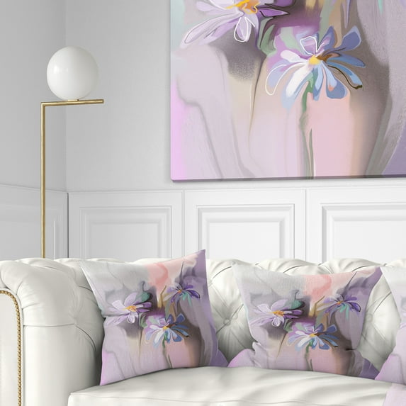 Designart Blue Daisies Watercolor - Animal Throw Pillow - 16x16