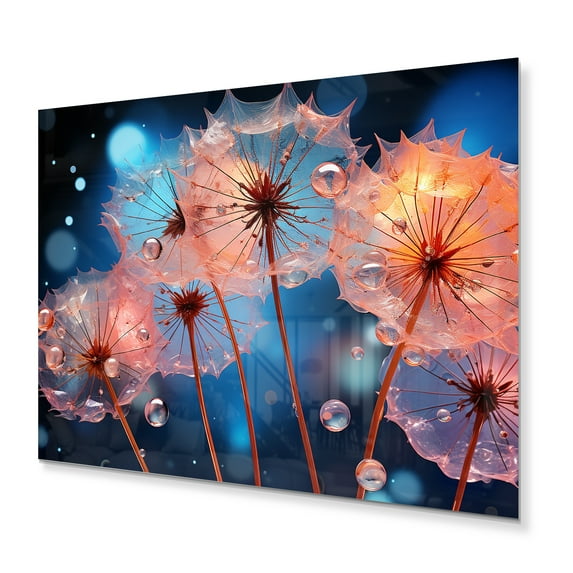 Designart "Blue Dandelion Dancing In The Morning" Floral Metal Wall Decor
