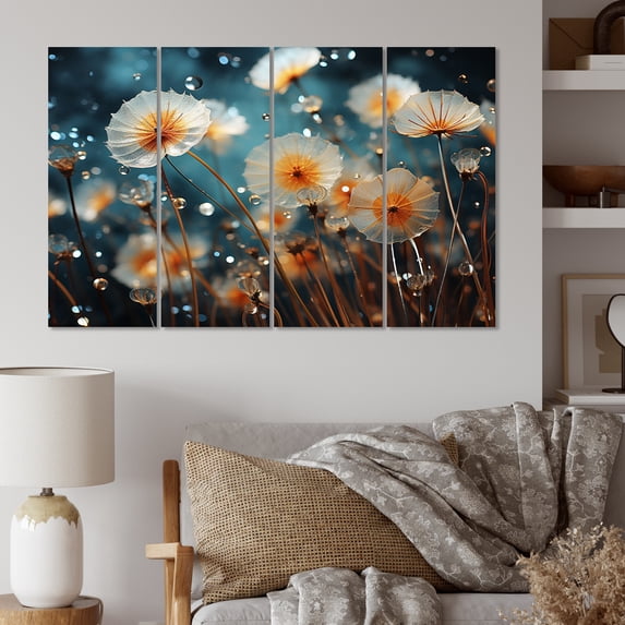 Designart "Blue Dandelion Floral Euphony V" Floral Art Living Room Set