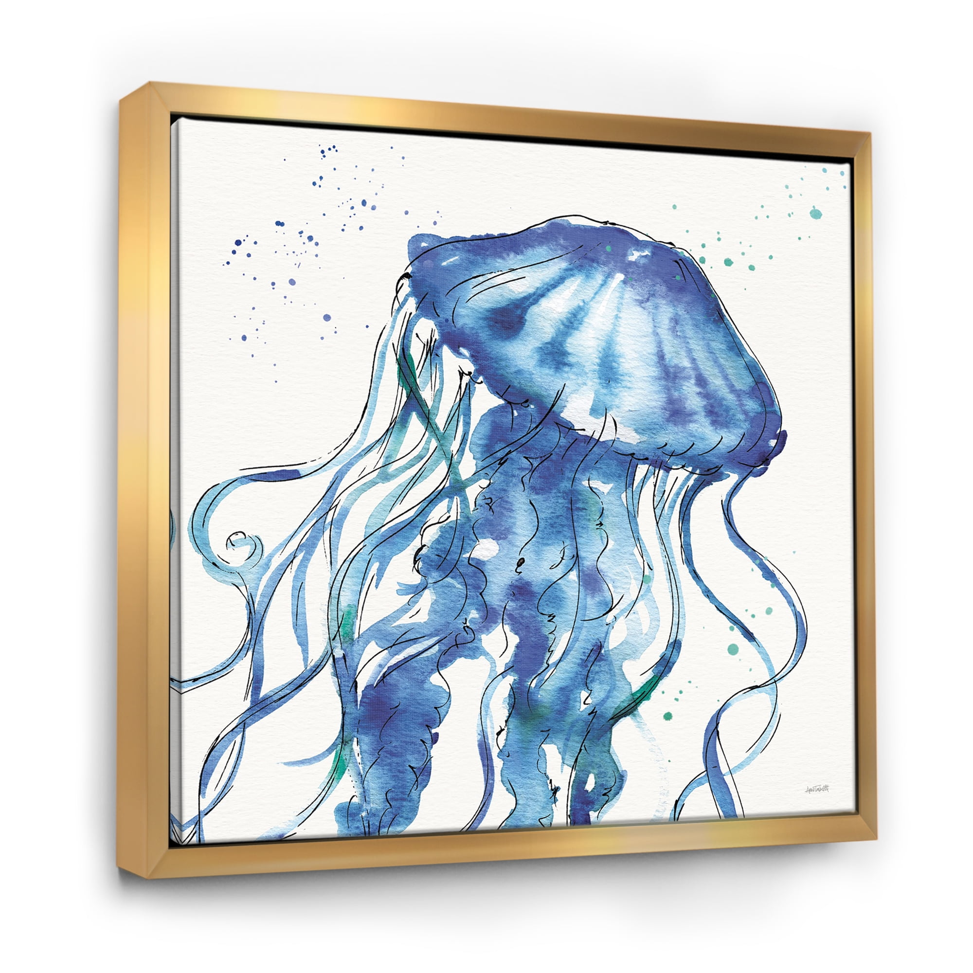 Designart ' Blue Deep Sea X ' Coastal Framed Canvas