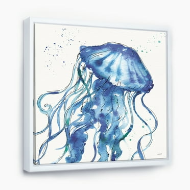Designart ' Blue Deep Sea X ' Coastal Framed Canvas