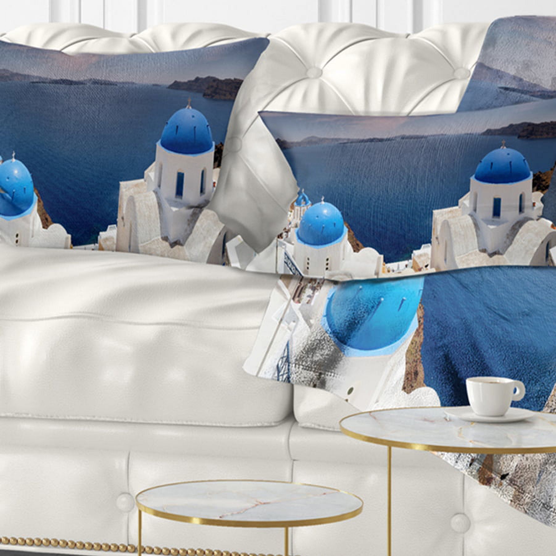 Designart Blue Doomes Churches Panorama - Landscape Printed Throw Pillow - 12x20