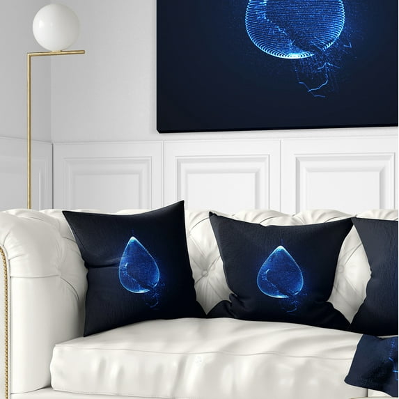Designart Blue Droplet Design - Abstract Throw Pillow - 16x16