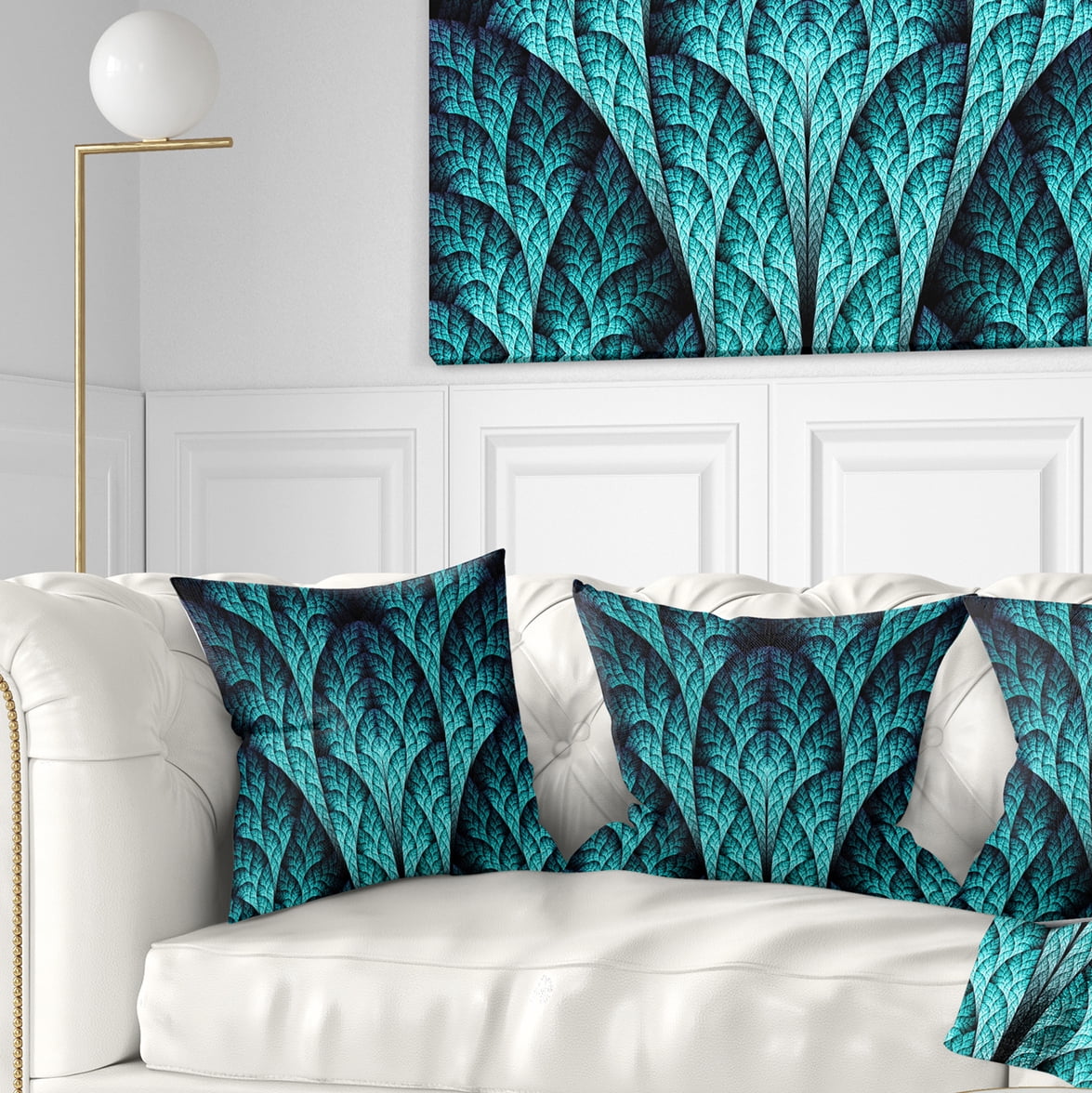 Designart Blue Exotic Biological Organism - Abstract Throw Pillow - 16x16