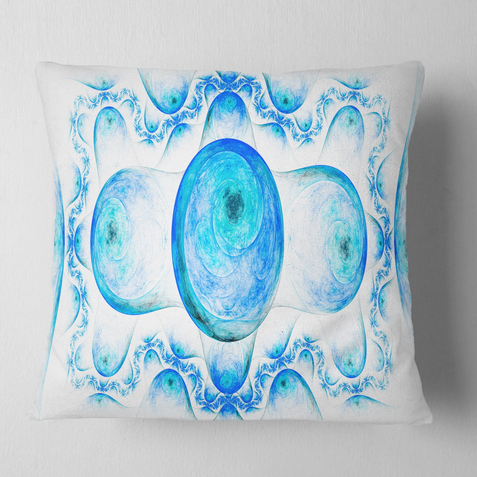 Designart Blue Exotic Fractal Pattern - Abstract Throw Pillow - 16x16