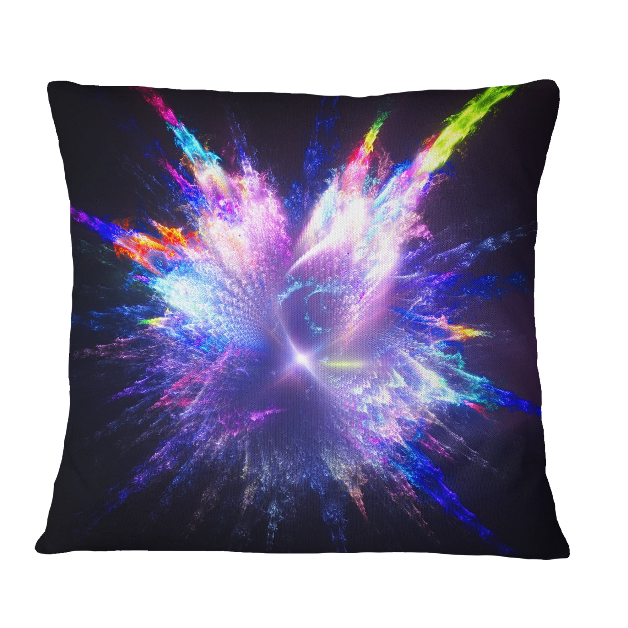 Designart Blue Explosion of Paint Drops - Floral Throw Pillow - 16x16