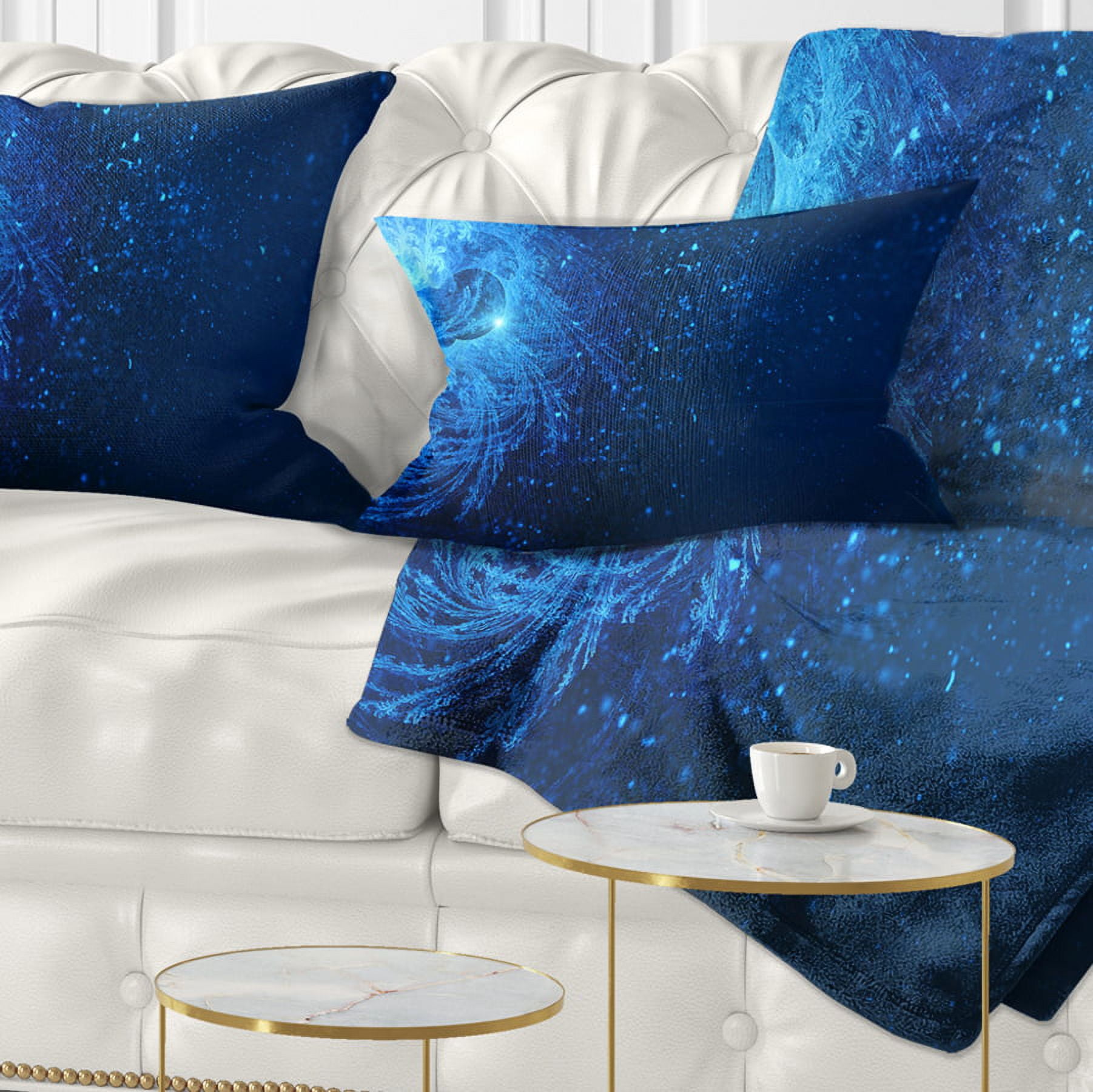 Designart Blue Falling Snow - Abstract Throw Pillow - 12x20