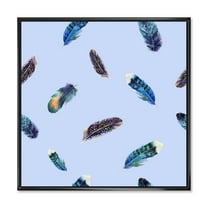 Designart 'Blue Feathers Boho Ethnic ' Bohemian & Eclectic Framed Canvas Wall Art Print
