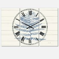 Designart 'Blue Fern Print on wood II' Traditional Wall Clock