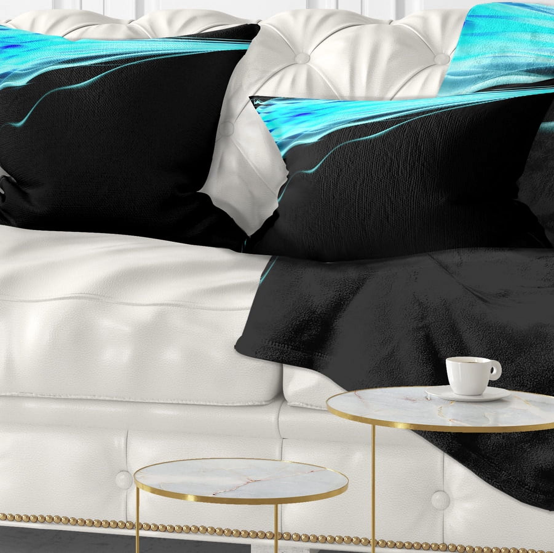 Designart Blue Flames Digital Artwork - Abstract Throw Pillow - 12x20