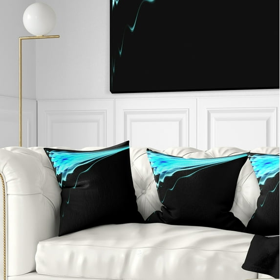 Designart Blue Flames Digital Artwork - Abstract Throw Pillow - 16x16