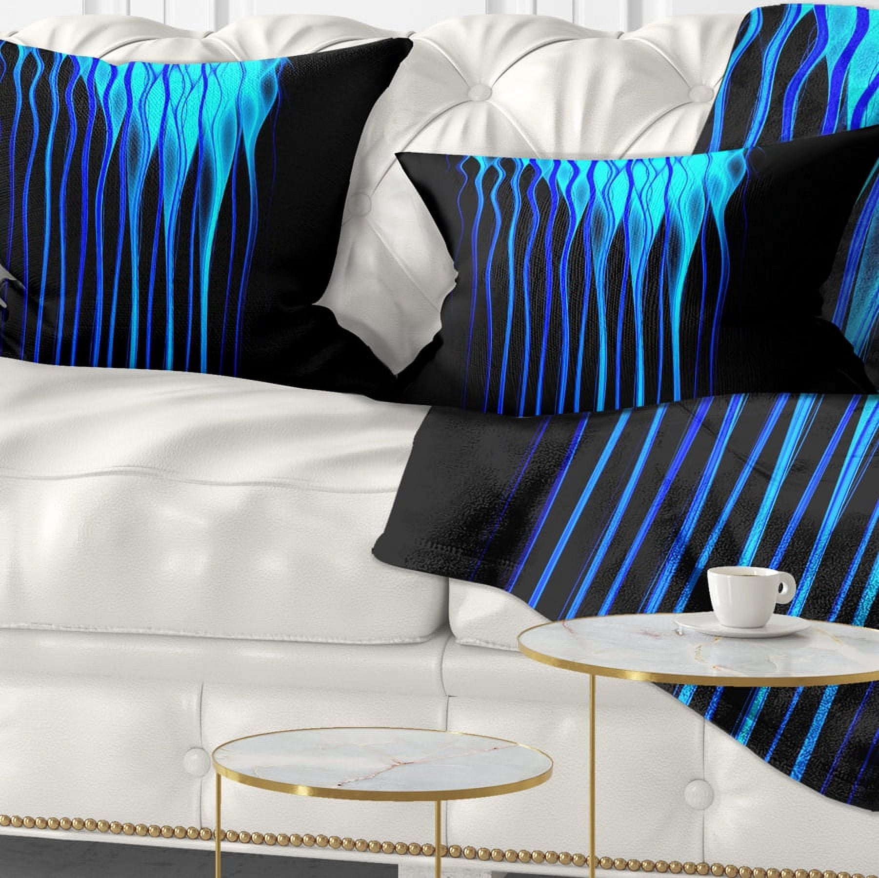 Designart Blue Flames Fractal Pattern - Abstract Throw Pillow - 12x20