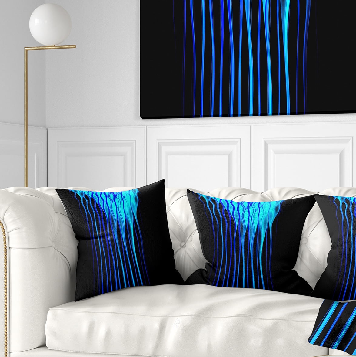 Designart Blue Flames Fractal Pattern - Abstract Throw Pillow - 18x18