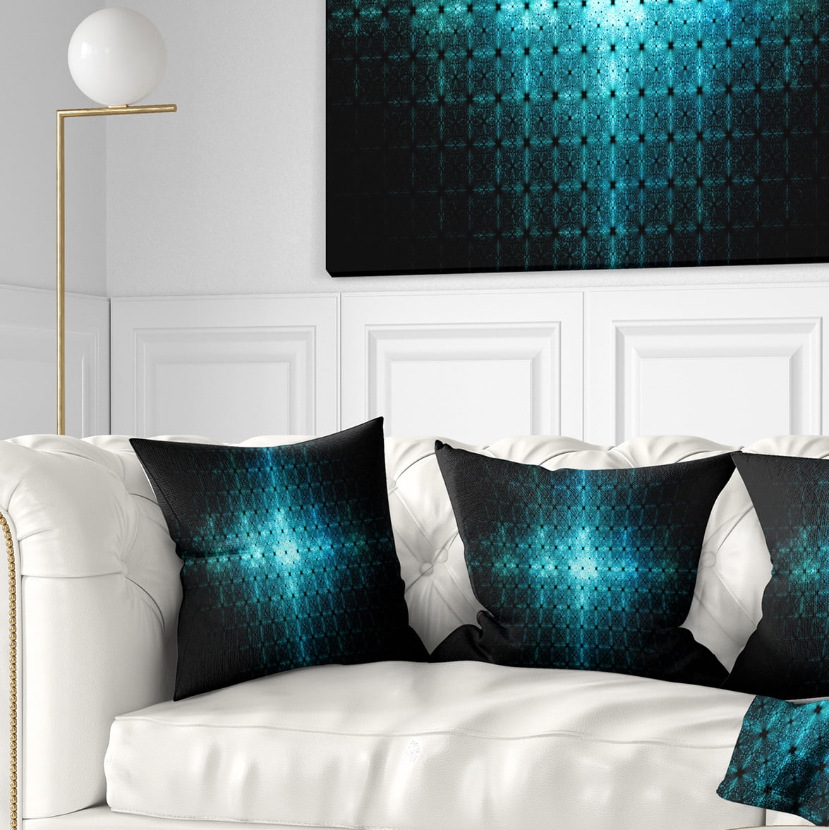 Designart Blue Flash of Light on Radar - Abstract Throw Pillow - 16x16