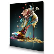 Designart Blue Floral Hight Heels II Canvas Wall Art