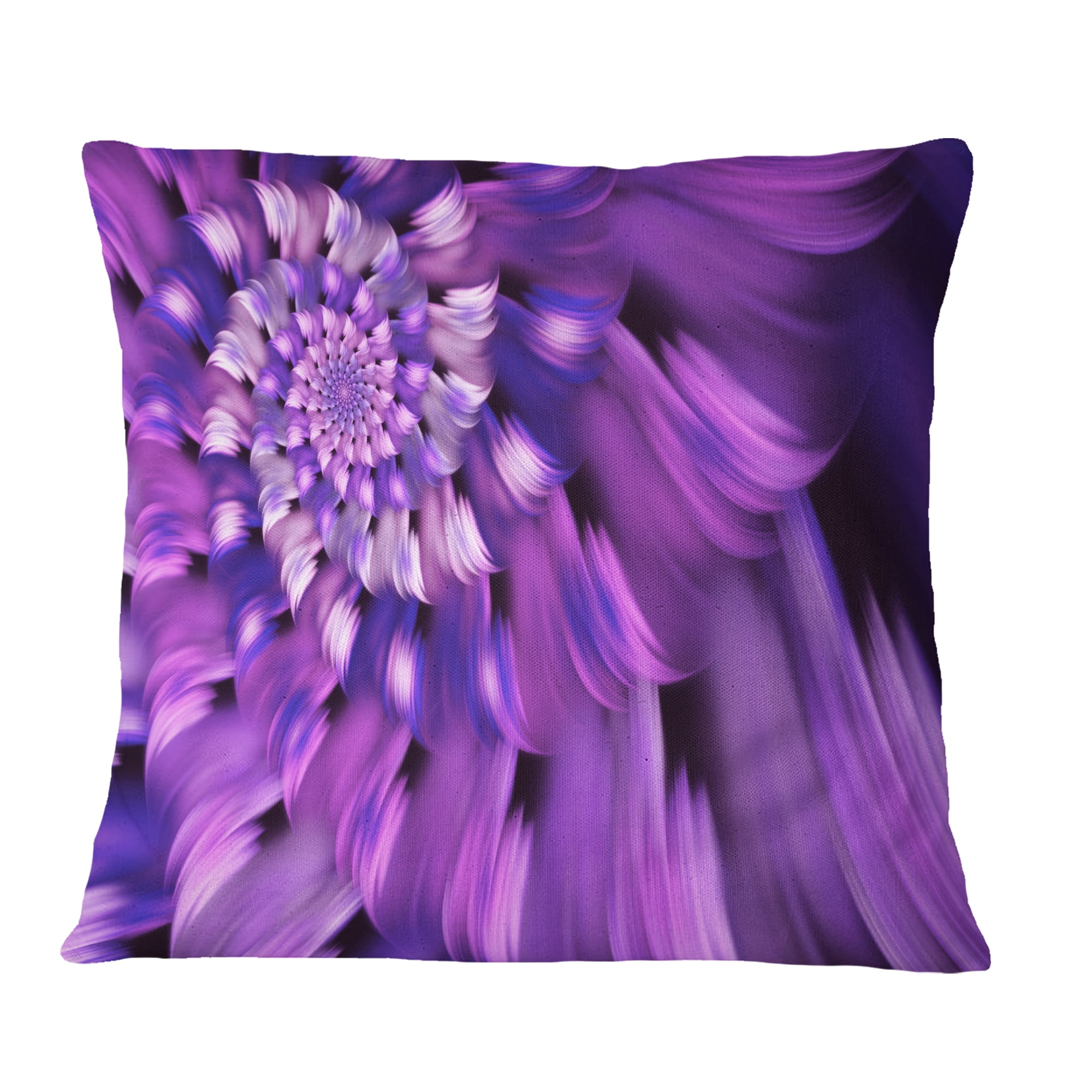 Designart Blue Flower Shaped Fractal Art - Floral Throw Pillow - 16x16