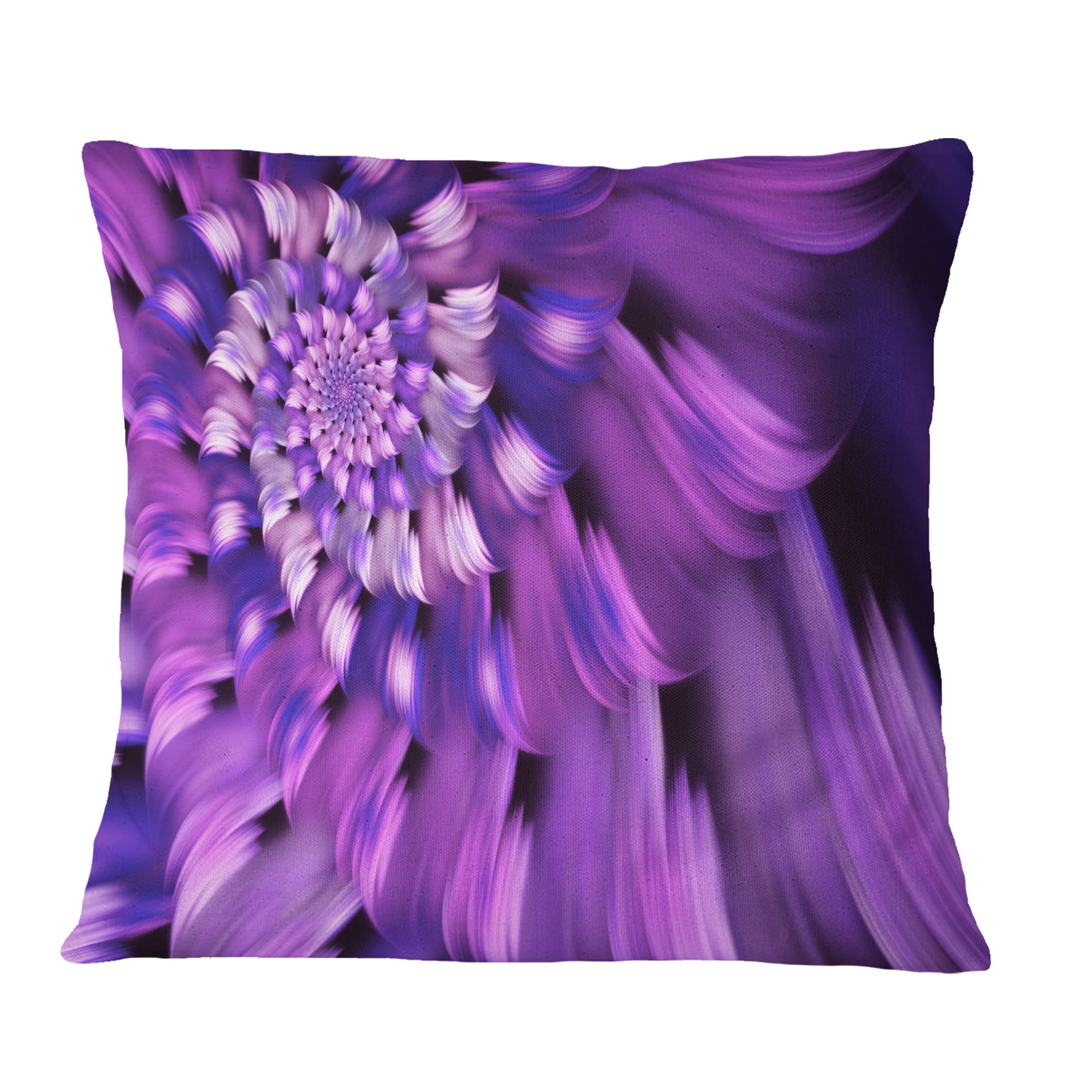 Designart Blue Flower Shaped Fractal Art - Floral Throw Pillow - 18x18