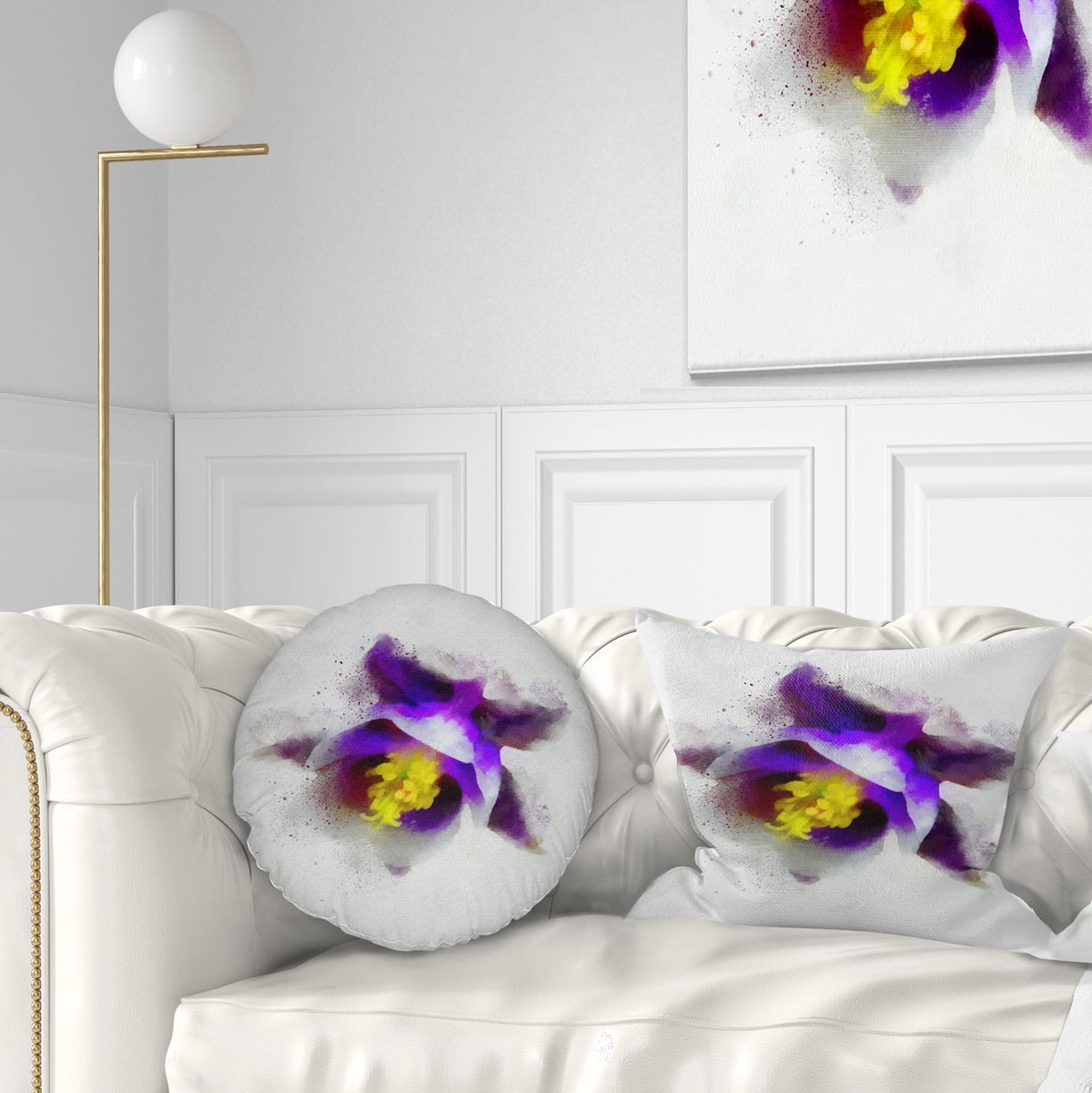 Designart Blue Flower with Yellow Stigma - Floral Throw Pillow - 12x20