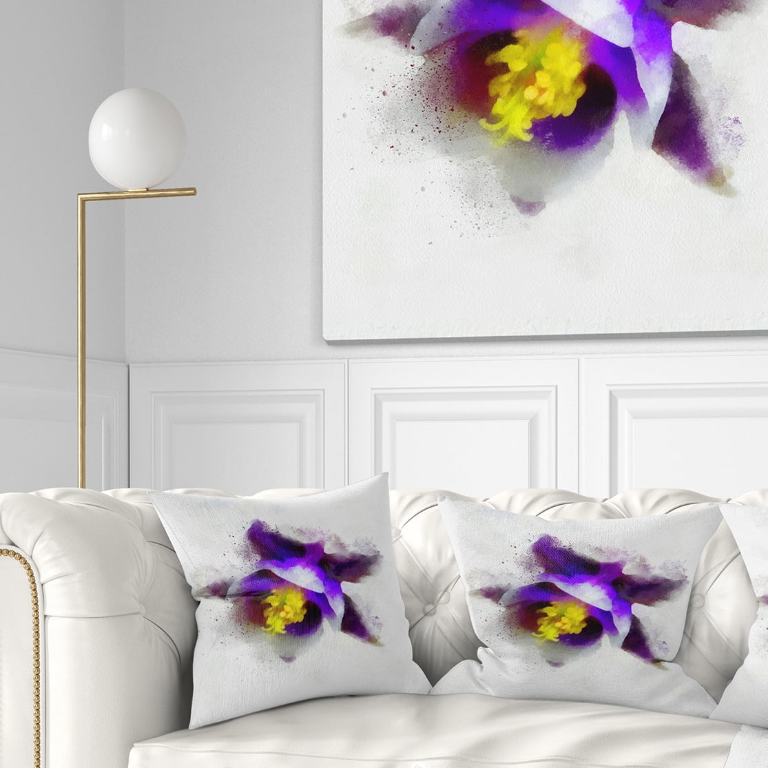 Designart Blue Flower with Yellow Stigma - Floral Throw Pillow - 18x18