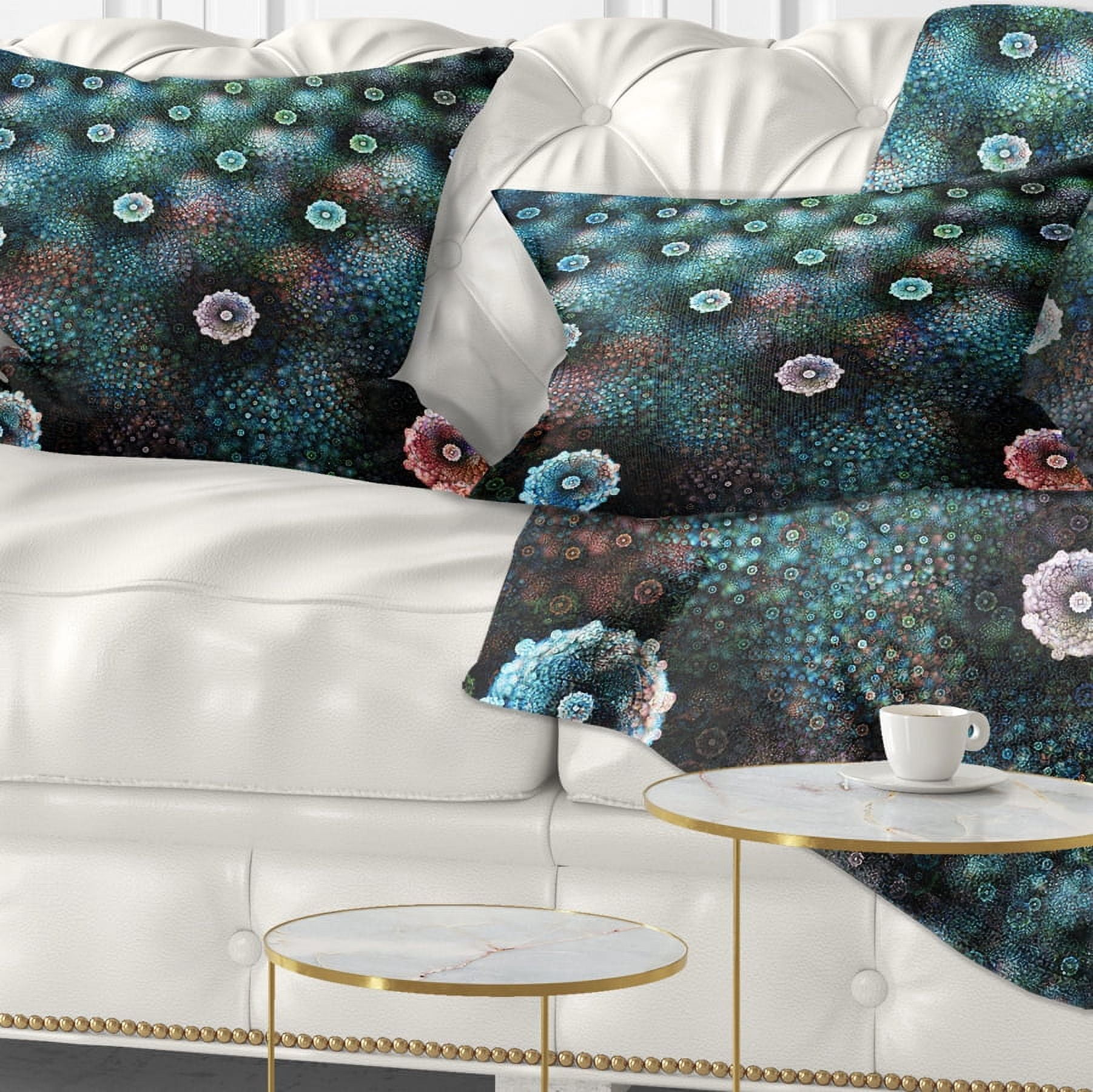 Designart Blue Flowers on Alien Planet - Floral Throw Pillow - 12x20