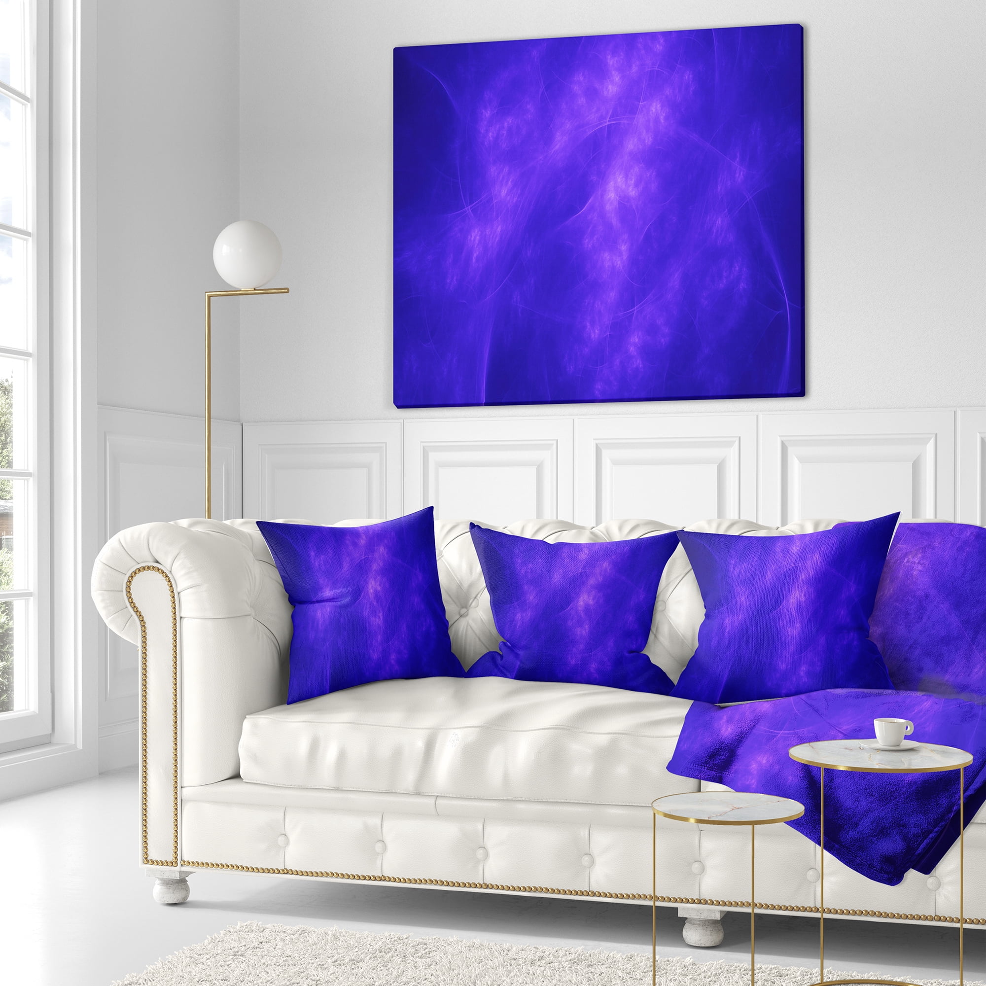 Designart Blue Fractal Abstract Pattern - Abstract Throw Pillow - 16x16