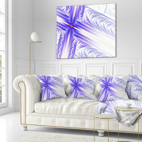Designart Blue Fractal Cross Design - Abstract Throw Pillow - 16x16