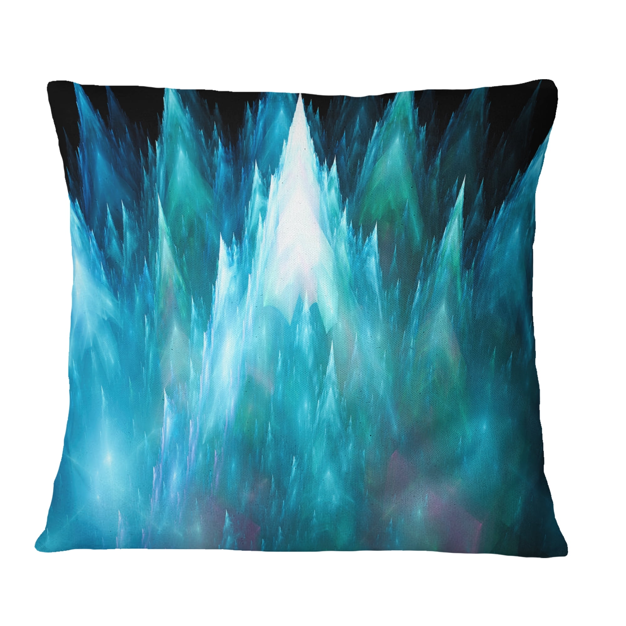Designart Blue Fractal Crystals Design - Abstract Throw Pillow - 16x16