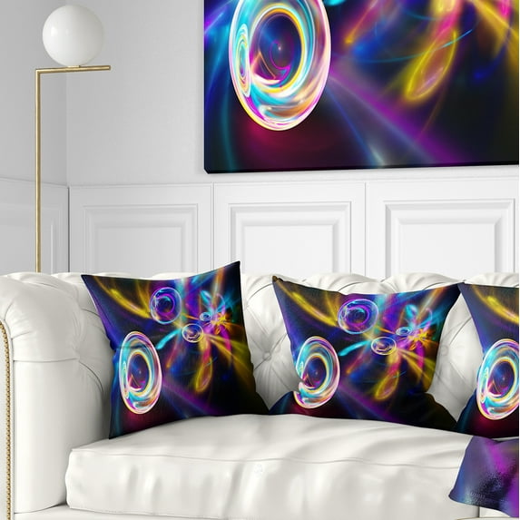 Designart Blue Fractal Desktop - Contemporary Throw Pillow - 18x18