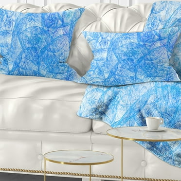 Designart Blue Fractal Dramatic Clouds - Abstract Throw Pillow - 12x20