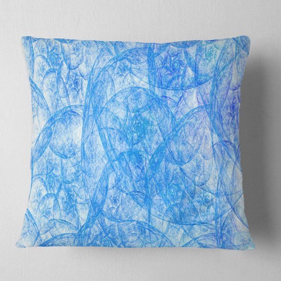 Designart Blue Fractal Dramatic Clouds - Abstract Throw Pillow - 16x16
