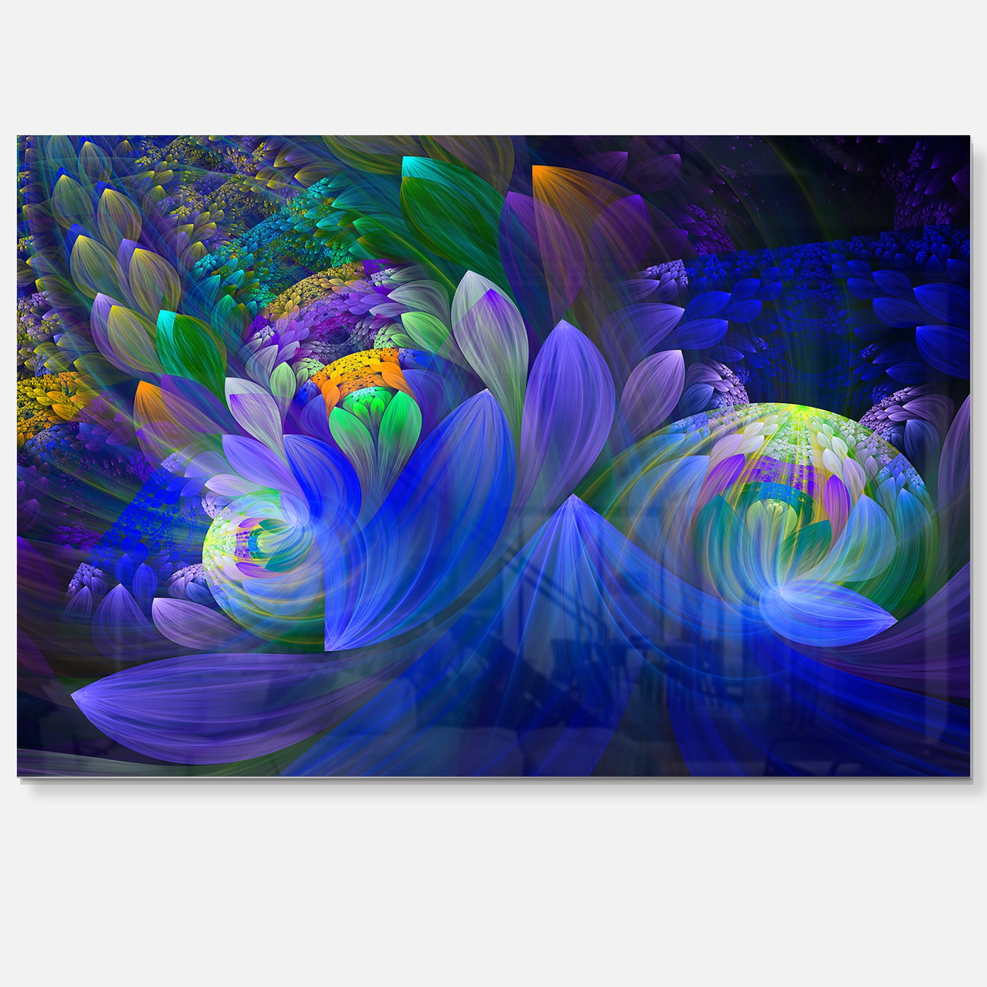 Designart 'Blue Fractal Flower Bouquet' Metal Wall Art