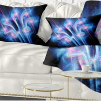Designart Blue Fractal Flower in Space - Floral Throw Pillow - 12x20