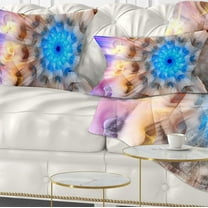 Designart Blue Fractal Petals Dandelion - Floral Throw Pillow - 12x20