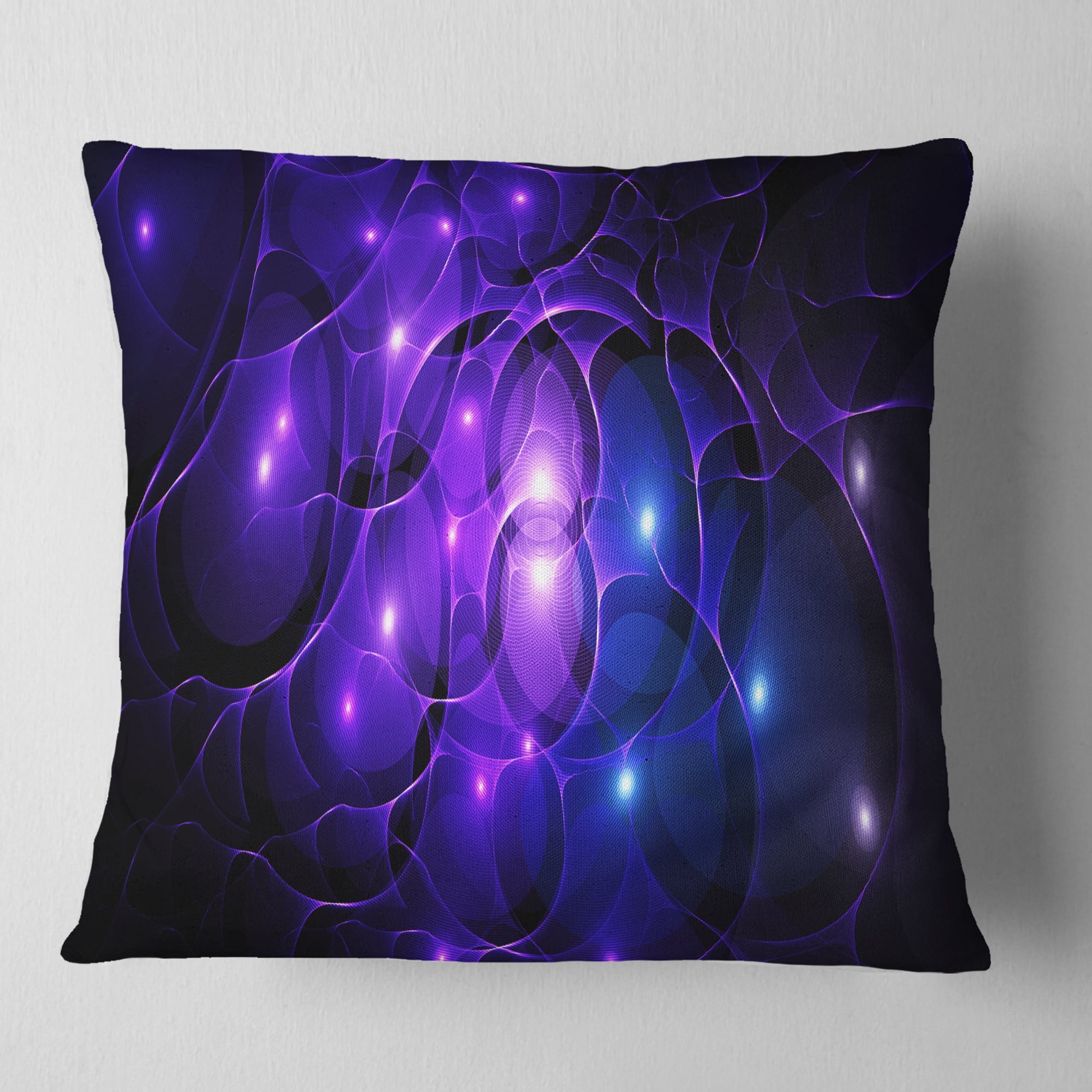 Designart Blue Fractal Space Circles - Abstract Throw Pillow - 18x18