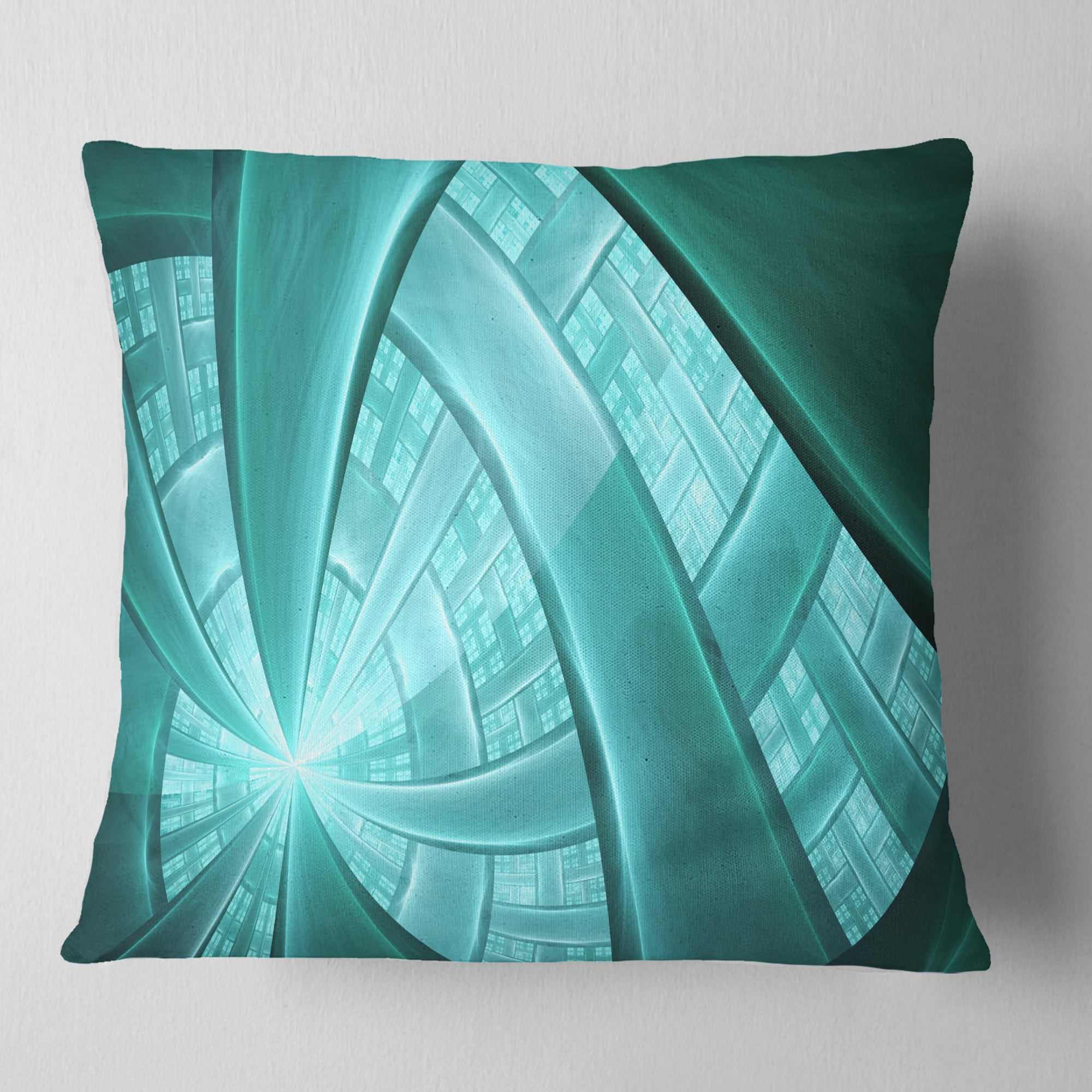 Designart Blue Fractal Stained Glass - Abstract Throw Pillow - 18x18